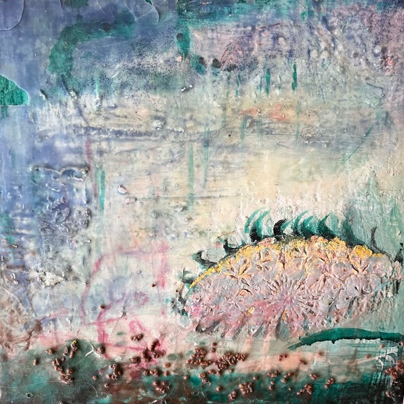 Abstract Multicolor encaustic painting…Art